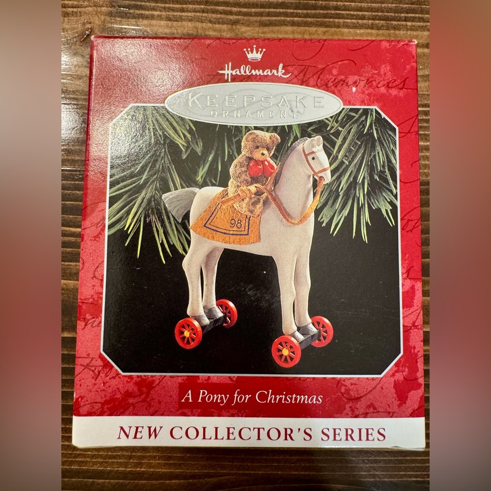 Hallmark Keepsake 1998 A Pony for Christmas Ornament - White and Red